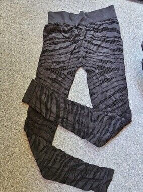 Black Sheer Stripe Pattern Leggings
